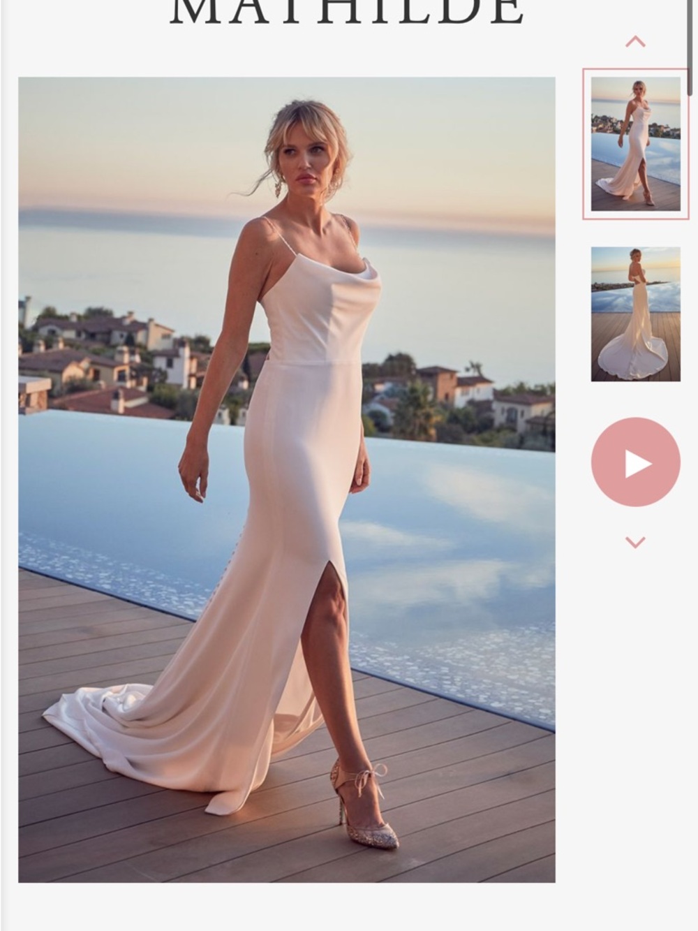 Mathilde Women's Satin Slip Wedding Dress in Blush